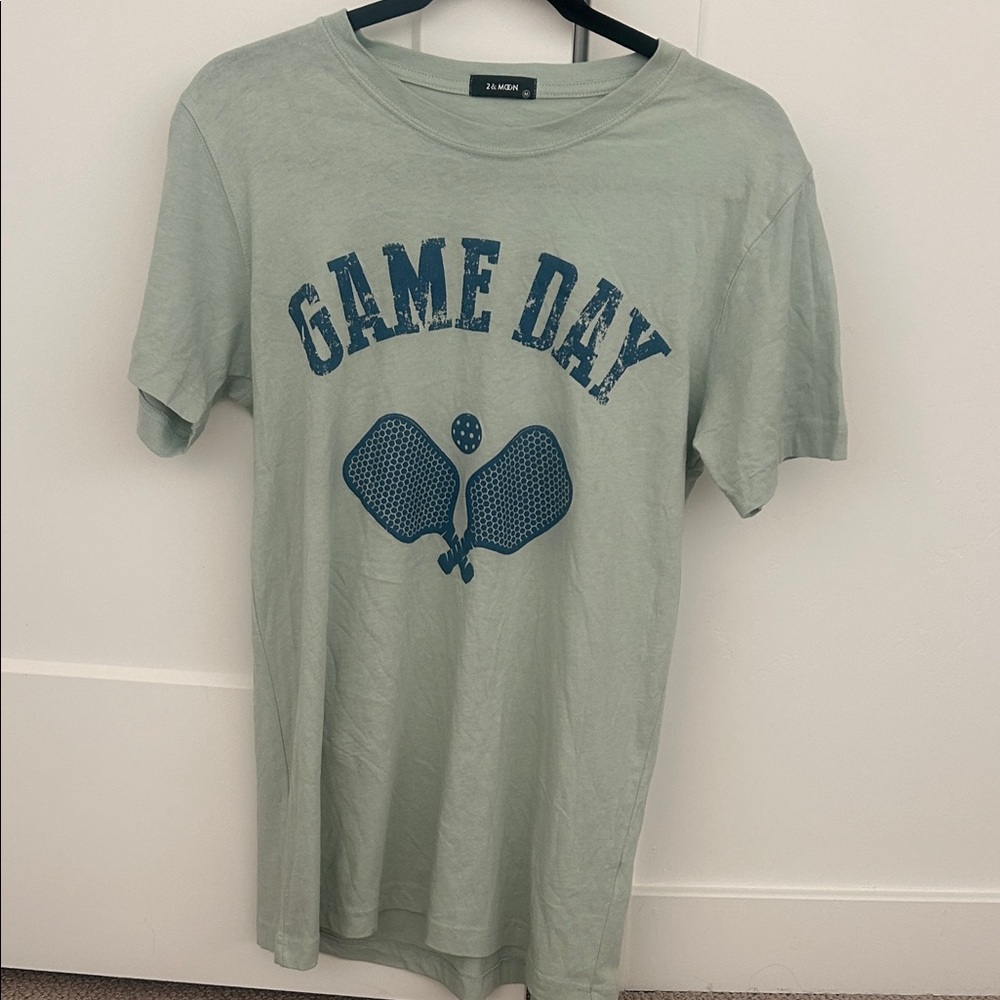 2& Moon "Game Day" Pickleball Graphic Tee - Sage Green - Size M NWOT